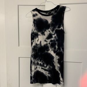 Lulu's Black and White Tie-Dye Mini Dress - Small